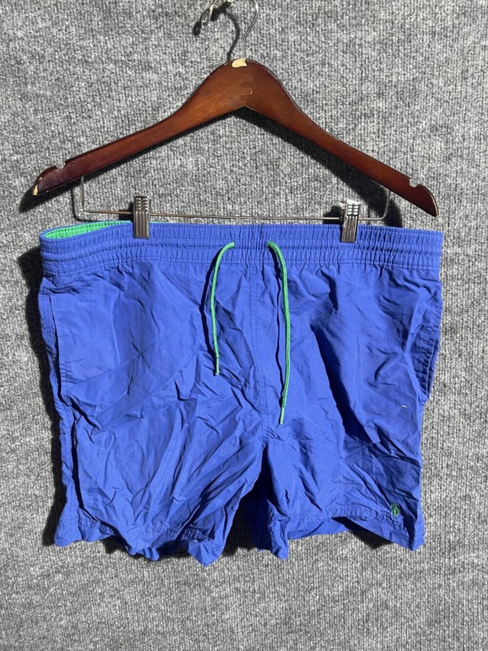 Blue Swim Trunks Shorts Mens 36 Elastic Waist Drawstring Pockets Beach Swim